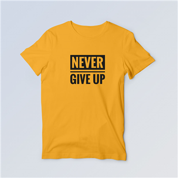 تیشرت زرد Never give up