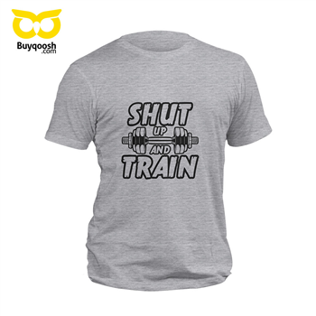تیشرت پنبه ای طوسی shut up and train