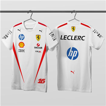 تیشرت پنبه ای سفید چارلز لکلرک فراری 2026