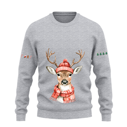 دورس پنبه ای طوسی ملانژ گوزن کریسمس