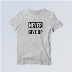 تیشرت پنبه ای طوسی Never give up