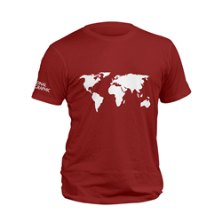 تیشرت پنبه ای زرشکی world map
