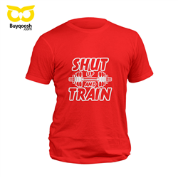 تیشرت پنبه ای قرمز shut up and train