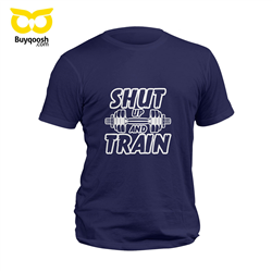 تیشرت پنبه ای سرمه ای shut up and train