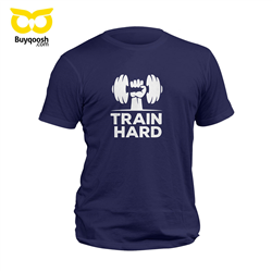 تیشرت پنبه ای سرمه ای train hard
