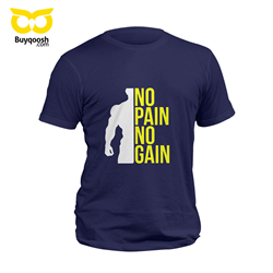 تیشرت پنبه ای سرمه ای no pain no gain