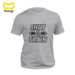 تیشرت پنبه ای طوسی shut up and train