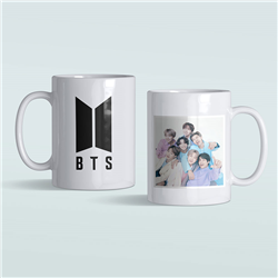 لیوان سرامیکی داخل سفید BTS