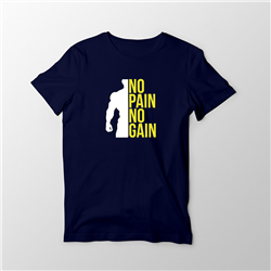 تیشرت پنبه ای سرمه ای no pain no gain