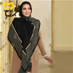 روسری زنانه کریپ مشکی طلایی کد 1270