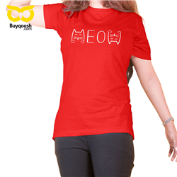 تیشرت پنبه ای قرمز meow