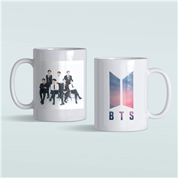 لیوان سرامیکی داخل سفید BTS