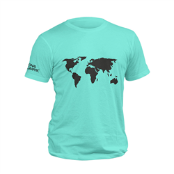 تیشرت پنبه ای فیروزه ای world map