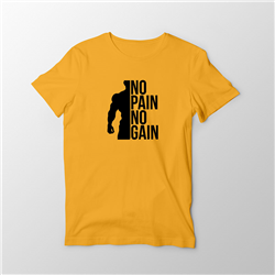 تیشرت پنبه ای زرد no pain no gain
