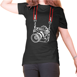 تیشرت پنبه ای زنانه مشکی Nikon