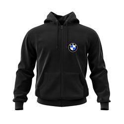 سویشرت زیپدار مشکی پنبه ای BMW