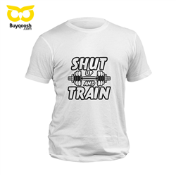 تیشرت پنبه ای سفید shut up and train