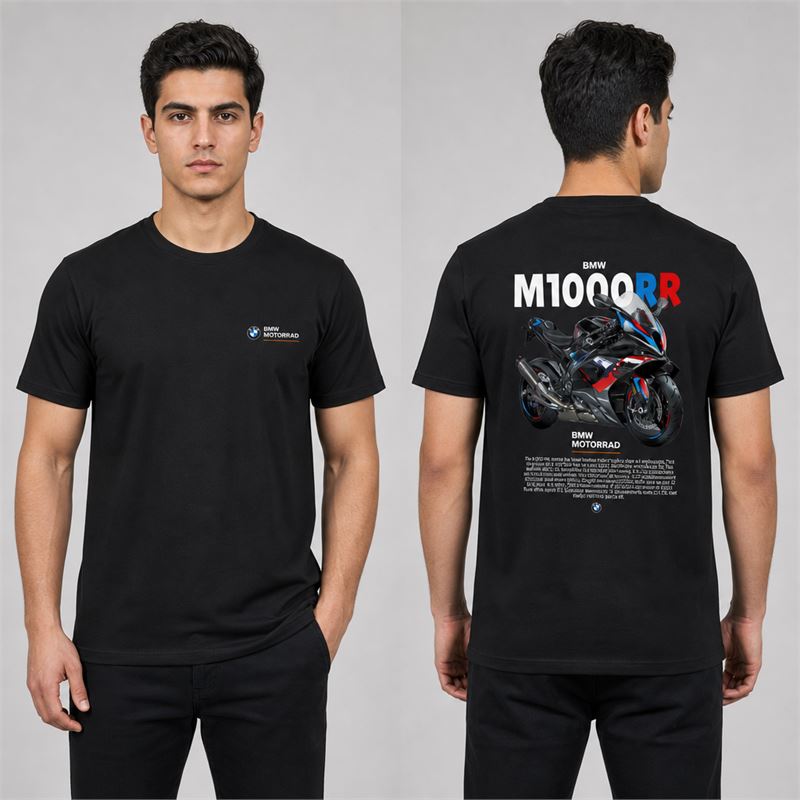 تن خور تیشرت پنبه ای مشکی موتور BMW M1000RR