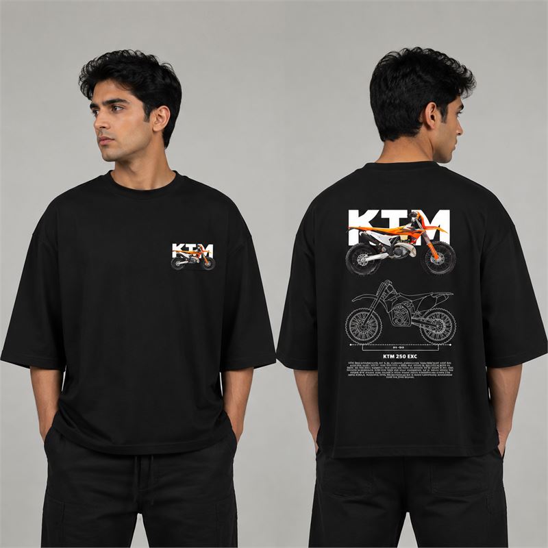 تن خور تیشِرت پنبه ای اور مشکی موتور KTM 250 EXC