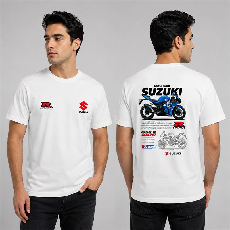 تن خور تیشرت پنبه ای سفید سوزوکی GSX R1000