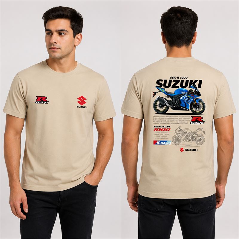 تن خور تیشرت پنبه ای کرمی سوزوکی GSX R1000