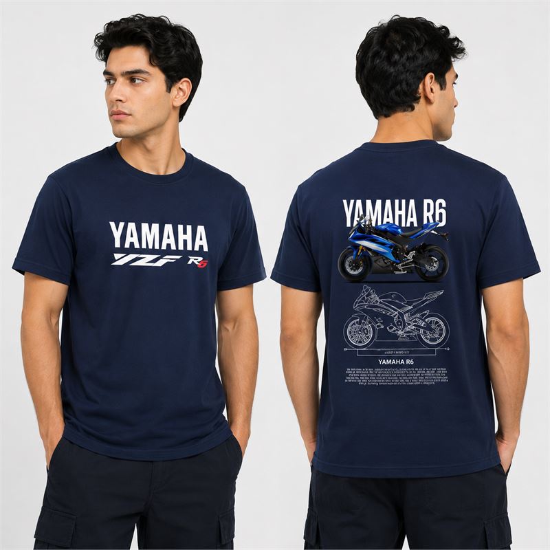 تن خور تیشرت پنبه ای سرمه ای یاماها YZF R6