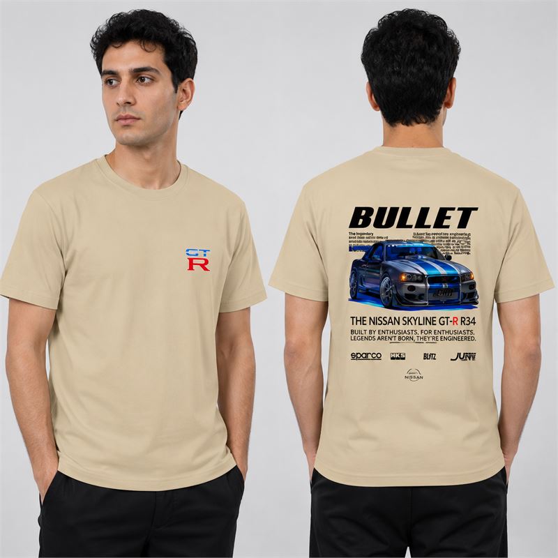 تن خور تیشرت پنبه ای کرمی نیسان اسکایلاین