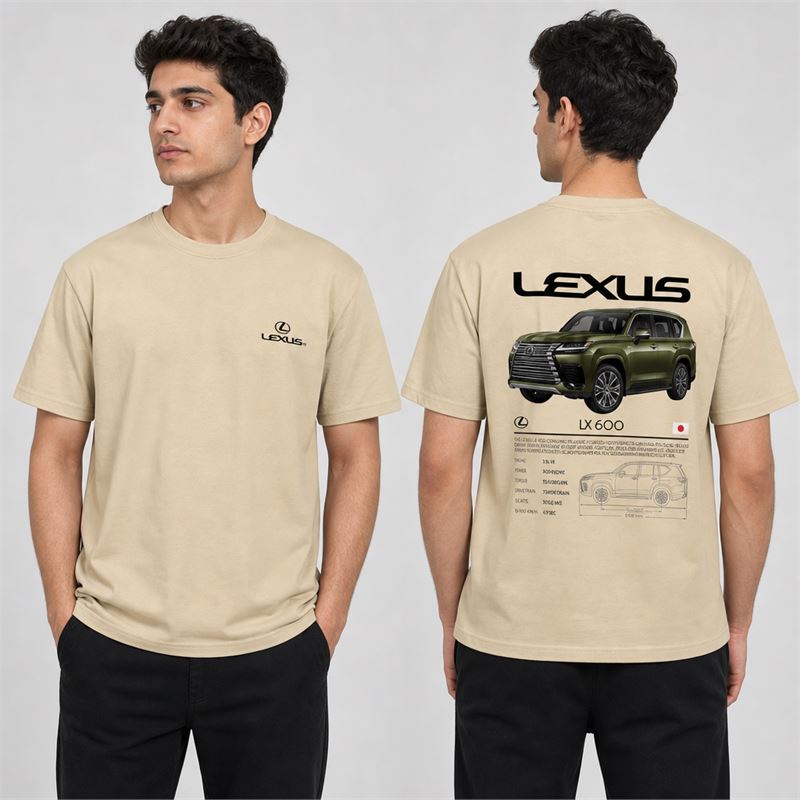 تن خور تیشرت پنبه ای کرمی لکسوس LX600