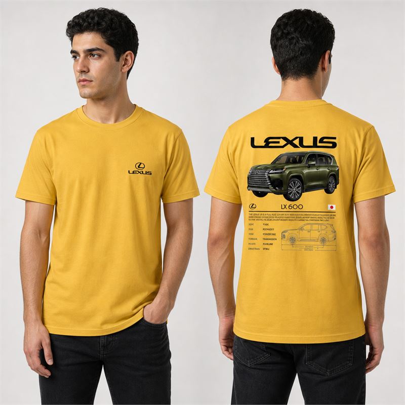 تن خور تیشرت پنبه ای زرد لکسوس LX600