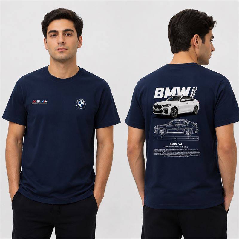 تن خور تیشرت پنبه ای سرمه ای BMW X6