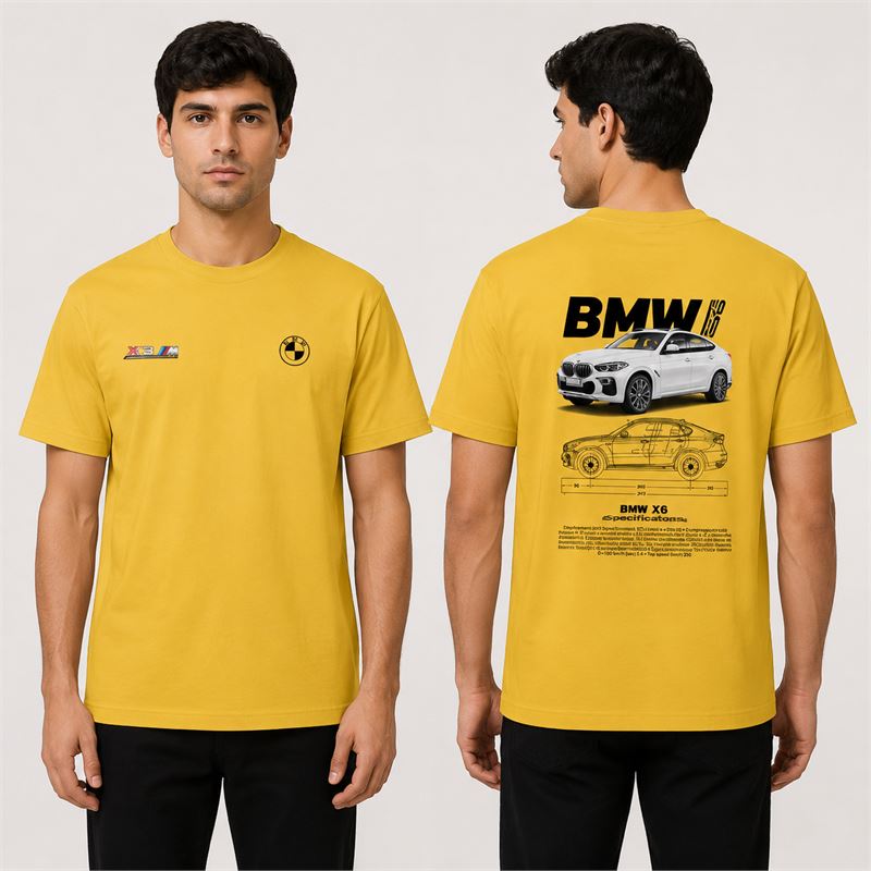 تن خور تیشرت پنبه ای زرد BMW X6