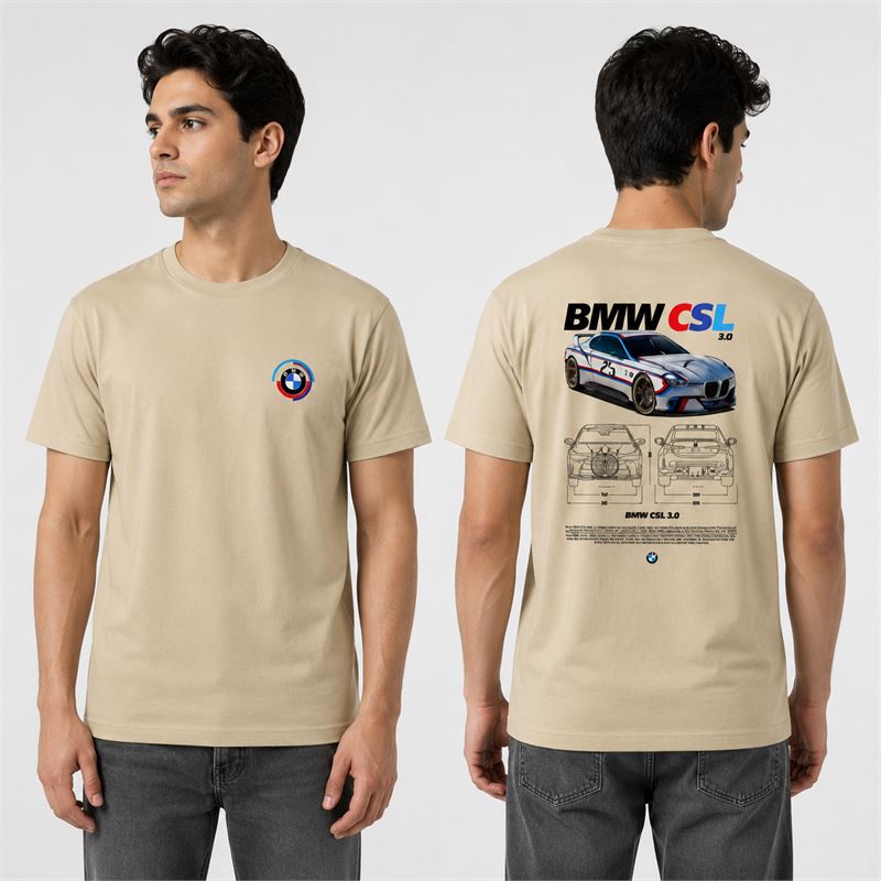 تن خور تیشرت پنبه ای کرمی BMW CSL