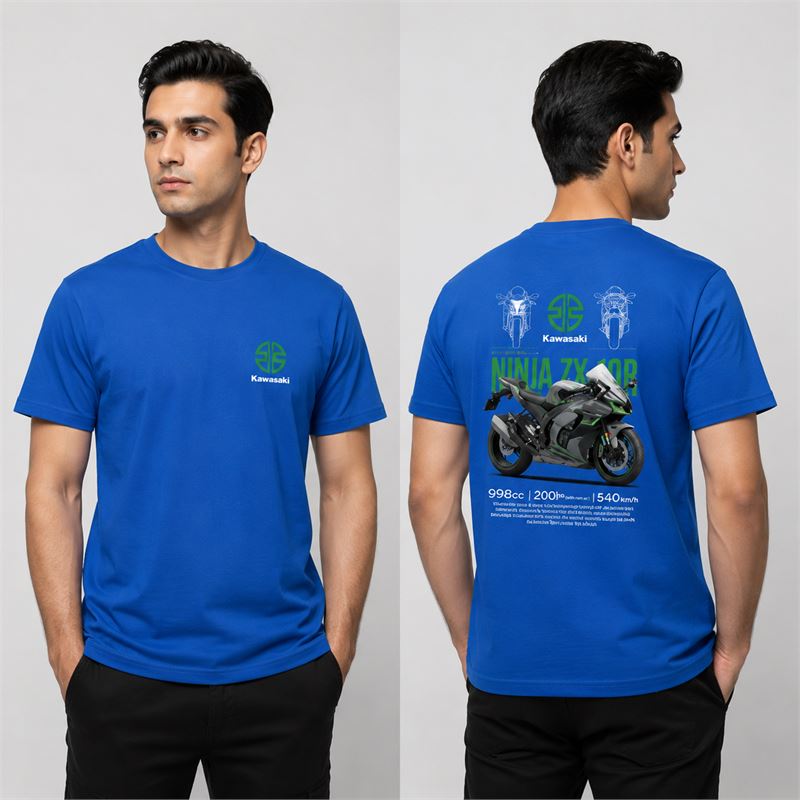 تن خور تیشرت پنبه ای آبی کاوازاکی نینجا ZX-10R