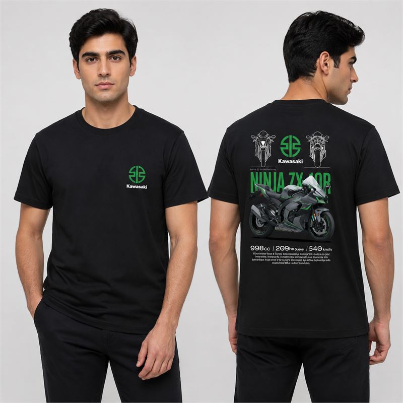 تن خور تیشرت پنبه ای مشکی کاوازاکی نینجا ZX-10R
