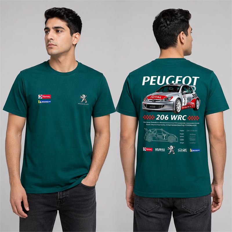 تن خور تیشرت پنبه ای کله غازی پژو 206 WRC