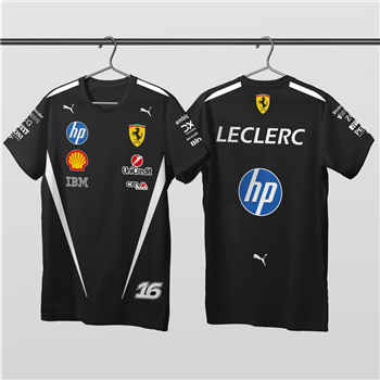 تیشرت پنبه ای مشکی چارلز لکلرک فراری 2026