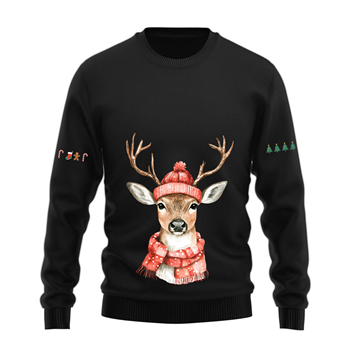 دورس پنبه ای مشکی گوزن کریسمس