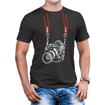 تیشرت پنبه ای مردانه مشکی Nikon